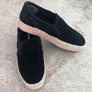 Trenton Emilia Black Suede Espadrille Platform Sz 6.5